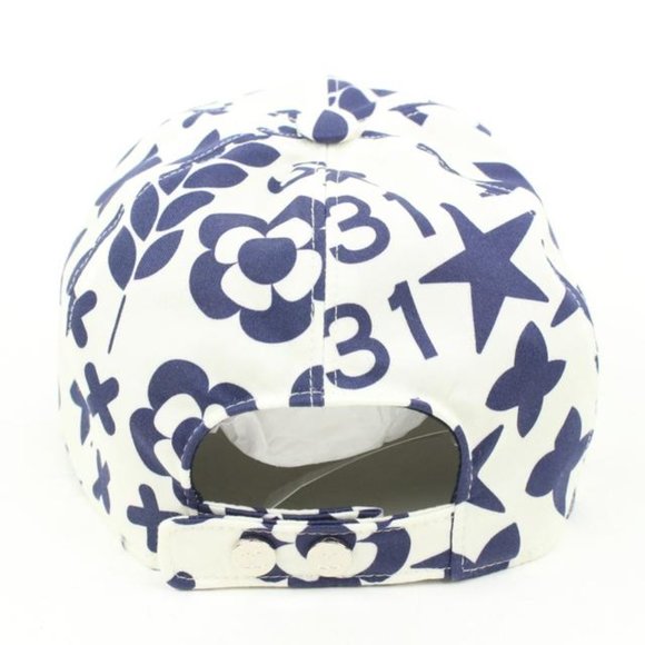 Chanel 22P 2022 White x Navy Blue Charm Icon CC Logo Baseball Cap Hat 85C24s - Picture 5 of 12